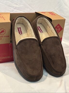 Levi's Brown Suede-Look Sherpa-Lined Slip-On Loafers